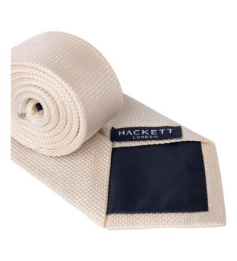 Hackett London Jedwabny krawat Oxford Solid beżowy