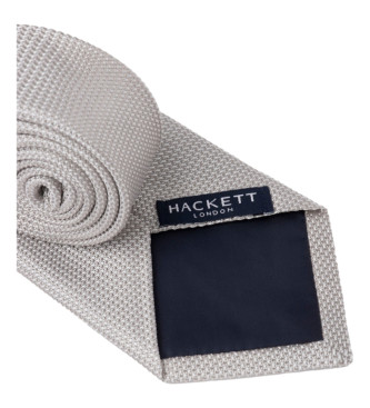 Hackett London Zijden stropdas Oxford effen grijs