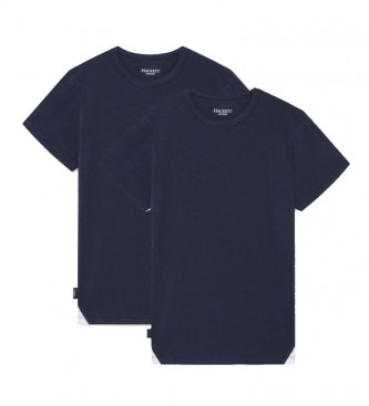 HACKETT T-shirt girocollo blu navy in confezione da 2, bianche