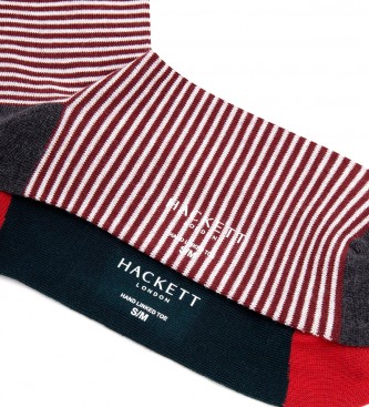 Hackett London Pack 2 Pares de Calcetines Stripes rojo
