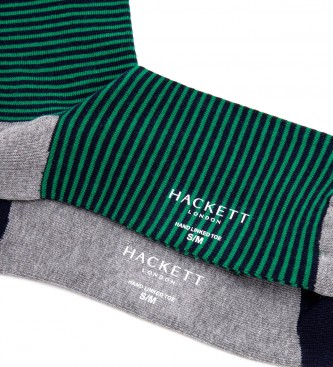 Hackett London Pack 2 Pair of Stripes Socks green