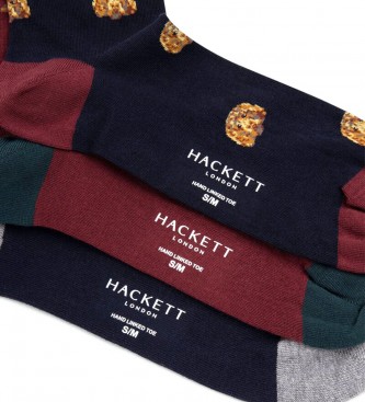 Hackett London 3 paar Navy Harry sokken