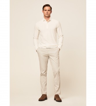 Hackett London Beige Chino-byxa med textur och smal passform beige