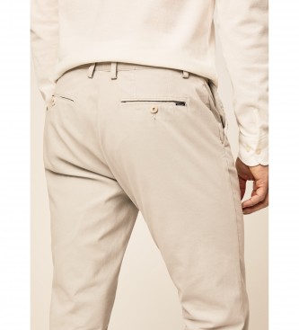 Hackett London Beige Chino-byxa med textur och smal passform beige