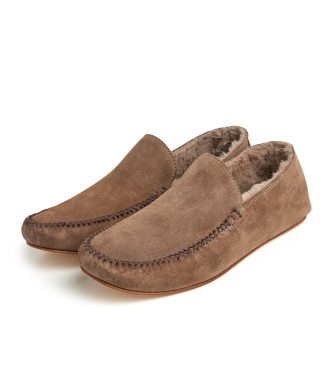 Hackett London Kiowa brown leather slippers