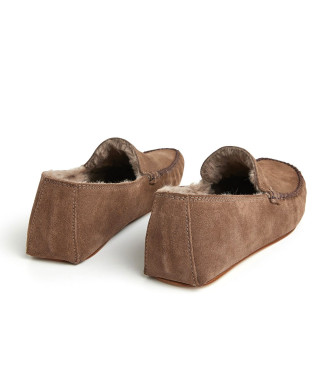 Hackett London Kiowa brown leather slippers