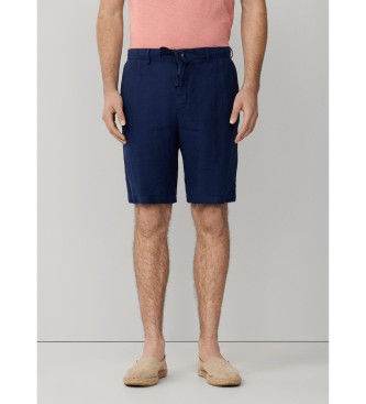 Hackett London Navy linen Bermuda shorts