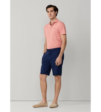 Hackett London Navy linen Bermuda shorts
