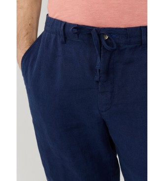 Hackett London Navy linen Bermuda shorts