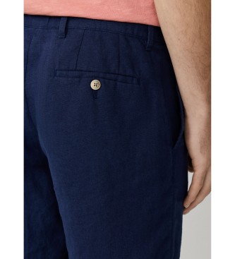 Hackett London Navy linen Bermuda shorts