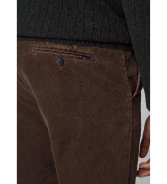 Hackett London Spodnie Pigment Cord w kolorze brązowym