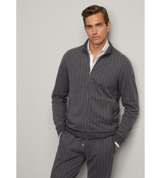 Hackett London Sweatshirt aus grauem Baumwollfleece