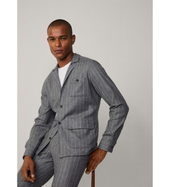 Hackett London Sobrecamisa Pinstripe overshirt gris