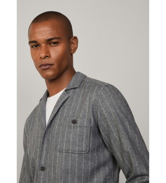 Hackett London Sobrecamisa Pinstripe overshirt gris