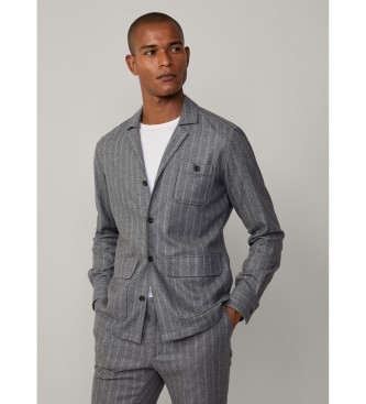 Hackett London Sobrecamisa Pinstripe overshirt gris