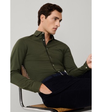 Hackett London Camicia verde con bordino