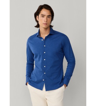 Hackett London Blauw Piqu� Overhemd
