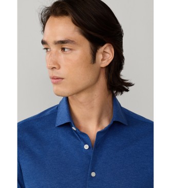 Hackett London Blauw Piqu� Overhemd