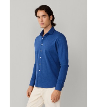 Hackett London Blauw Piqu� Overhemd