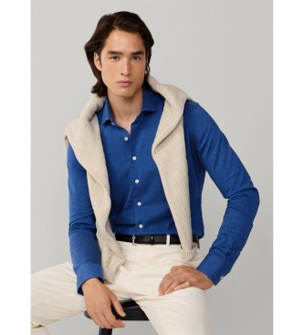 Hackett London Blauw Piqu� Overhemd