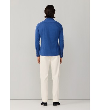 Hackett London Blauw Piqu� Overhemd