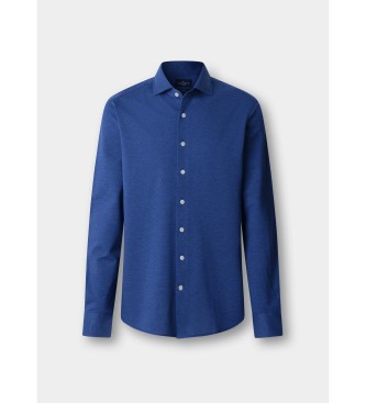 Hackett London Blauw Piqu� Overhemd