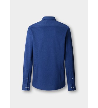 Hackett London Blauw Piqu� Overhemd