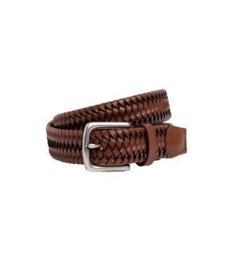 Hackett London Brown Plait leather belt
