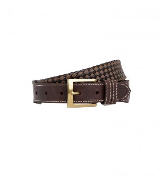 Hackett London Brown braided leather belt