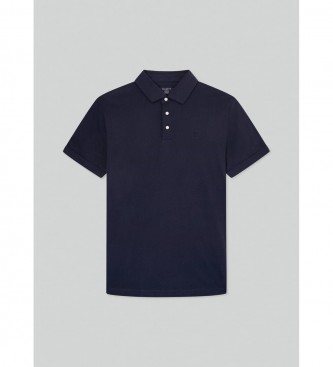 Hackett London Marineblaues Poloshirt aus Pima-Baumwolle