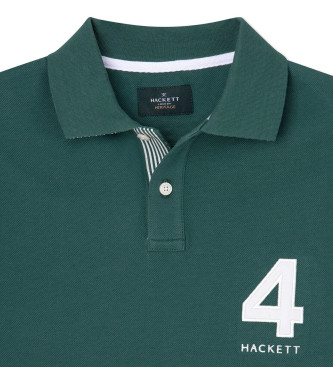 Hackett London Zielona koszulka polo z numerem Heritage 