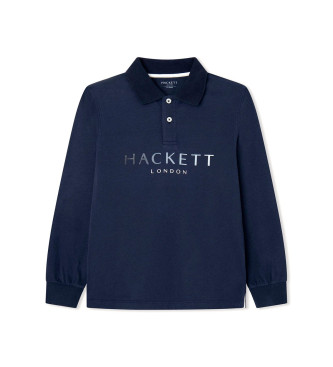Hackett London Polo con logo stampato blu scuro