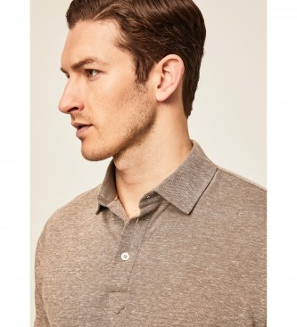 Hackett London Brown knitted polo shirt