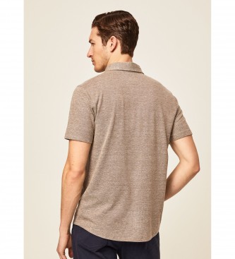 Hackett London Brown knitted polo shirt