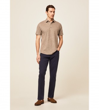Hackett London Brown knitted polo shirt