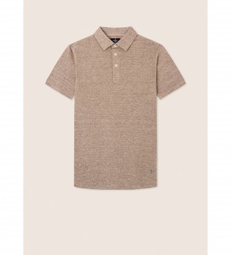 Hackett London Brown knitted polo shirt