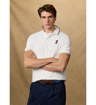 Hackett London Classic fit number polo shirt white