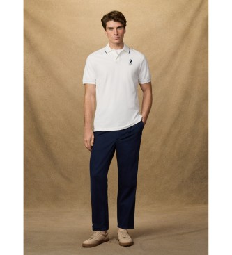 Hackett London Classic fit number polo shirt white