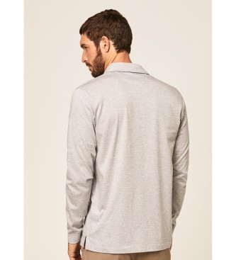 Hackett Camisa pólo de algodão de manga comprida cinzenta