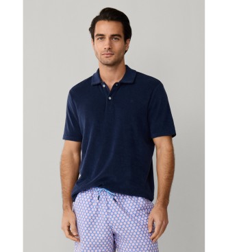 Hackett London Towelling navy polo shirt