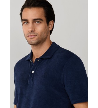 Hackett London Towelling navy polo shirt