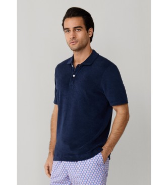 Hackett London Towelling navy polo shirt