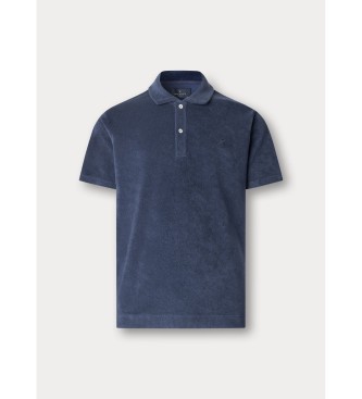 Hackett London Towelling navy polo shirt