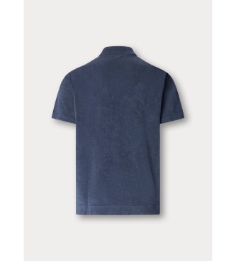 Hackett London Towelling navy polo shirt