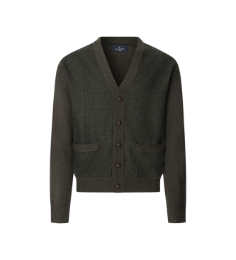 Hackett London POW Hybrid Cardigan zelena