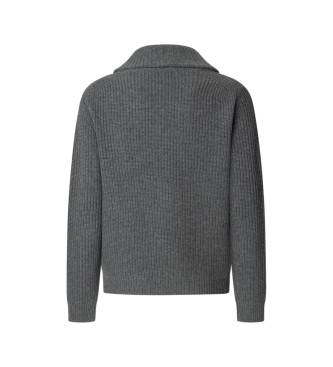 Hackett London Rib Shawl Cardigan Granite Grey