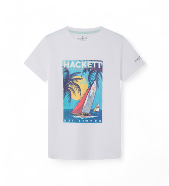 Hackett London Zeilen Poster T-shirt wit