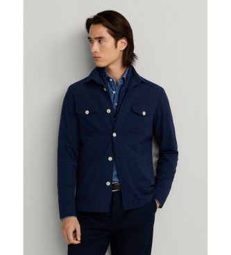Hackett London Koszula overshirt Seersucker granatowa