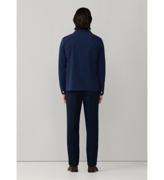 Hackett London Koszula overshirt Seersucker granatowa