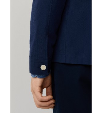 Hackett London Koszula overshirt Seersucker granatowa